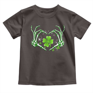 Skeleton Hand Heart Shamrock St Patricks Day Toddler T Shirt TS10 Dark Chocolate Print Your Wear