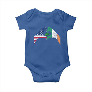 America Ireland Flag Baby Onesie Lucky Shamrock Vintage American Irish Roots TS10 Royal Blue Print Your Wear