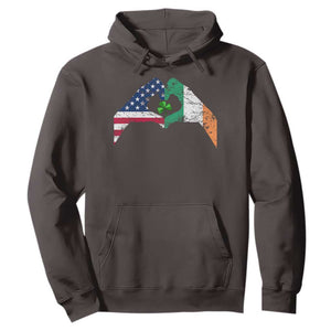 America Ireland Flag Hoodie Lucky Shamrock Vintage American Irish Roots TS10 Dark Chocolate Print Your Wear