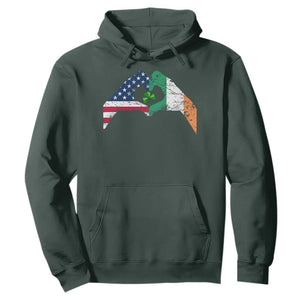 America Ireland Flag Hoodie Lucky Shamrock Vintage American Irish Roots TS10 Dark Forest Green Print Your Wear