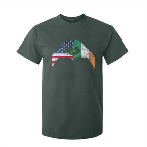 America Ireland Flag T Shirt For Kid Lucky Shamrock Vintage American Irish Roots TS10 Dark Forest Green Print Your Wear