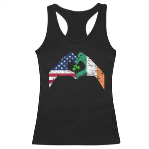 America Ireland Flag Racerback Tank Top Lucky Shamrock Vintage American Irish Roots TS10 Black Print Your Wear