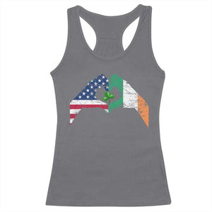 America Ireland Flag Racerback Tank Top Lucky Shamrock Vintage American Irish Roots TS10 Charcoal Print Your Wear