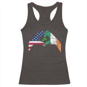 America Ireland Flag Racerback Tank Top Lucky Shamrock Vintage American Irish Roots TS10 Dark Chocolate Print Your Wear
