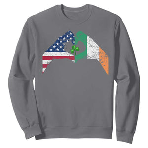 America Ireland Flag Sweatshirt Lucky Shamrock Vintage American Irish Roots TS10 Charcoal Print Your Wear