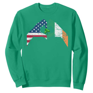 America Ireland Flag Sweatshirt Lucky Shamrock Vintage American Irish Roots TS10 Irish Green Print Your Wear