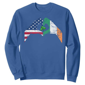 America Ireland Flag Sweatshirt Lucky Shamrock Vintage American Irish Roots TS10 Royal Blue Print Your Wear