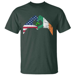 America Ireland Flag T Shirt Lucky Shamrock Vintage American Irish Roots TS10 Dark Forest Green Print Your Wear
