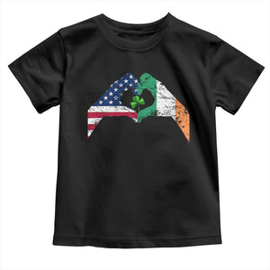 America Ireland Flag Toddler T Shirt Lucky Shamrock Vintage American Irish Roots TS10 Black Print Your Wear