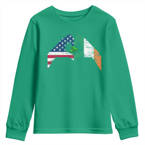America Ireland Flag Youth Sweatshirt Lucky Shamrock Vintage American Irish Roots TS10 Irish Green Print Your Wear