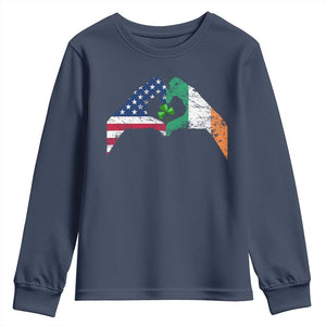 America Ireland Flag Youth Sweatshirt Lucky Shamrock Vintage American Irish Roots TS10 Navy Print Your Wear