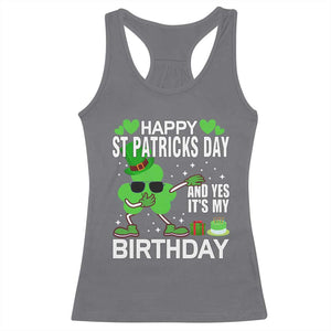 St Patricks Day Birthday Racerback Tank Top Born On Saint Paddys Irish Bday Gift TS10 Charcoal Print Your Wear