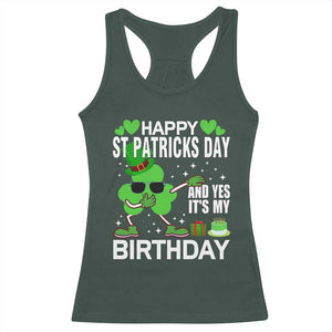 St Patricks Day Birthday Racerback Tank Top Born On Saint Paddys Irish Bday Gift TS10 Dark Forest Green Print Your Wear