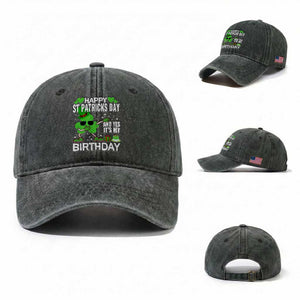 St Patricks Day Birthday Washed Cotton Baseball Cap Born On Saint Paddys Irish Bday Gift