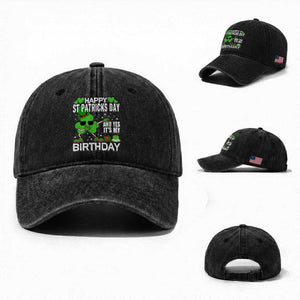 St Patricks Day Birthday Washed Cotton Baseball Cap Born On Saint Paddys Irish Bday Gift