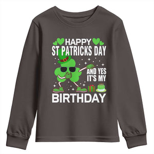 St Patricks Day Birthday Youth Sweatshirt Born On Saint Paddys Irish Bday Gift TS10 Dark Chocolate Print Your Wear