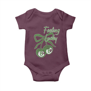 Cherry 8 Ball Baby Onesie Feeling Lucky Girl Syndrome Coquette St Patricks Day TS10 Maroon Print Your Wear