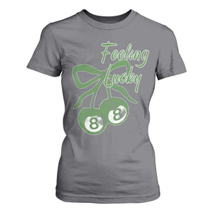 Cherry 8 Ball T Shirt For Women Feeling Lucky Girl Syndrome Coquette St Patricks Day TS10 Charcoal Print Your Wear