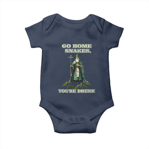 Funny St. Patrick's Day Baby Onesie Go Home Snakes, You're Drunk TS10 Navy Print Your Wear