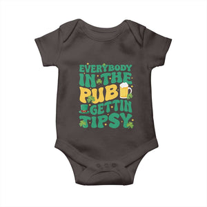 St. Patrick's Day Pub Baby Onesie Everybody In The Pub Getting Tipsy Irish Pub TS10 Dark Chocolate Print Your Wear