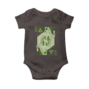 St. Patrick's Day Pub Baby Onesie Queen of Clubs Fun Green Pub TS10 Dark Chocolate Print Your Wear