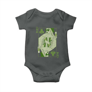 St. Patrick's Day Pub Baby Onesie Queen of Clubs Fun Green Pub TS10 Dark Heather Print Your Wear