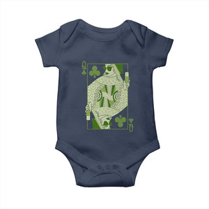 St. Patrick's Day Pub Baby Onesie Queen of Clubs Fun Green Pub TS10 Navy Print Your Wear