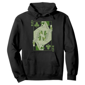 St. Patrick's Day Pub Hoodie Queen of Clubs Fun Green Pub TS10 Black Print Your Wear