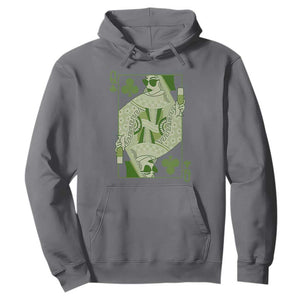 St. Patrick's Day Pub Hoodie Queen of Clubs Fun Green Pub TS10 Charcoal Print Your Wear