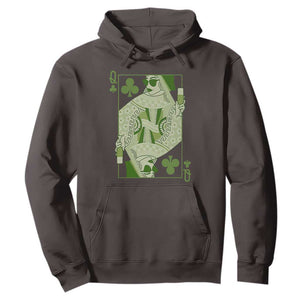St. Patrick's Day Pub Hoodie Queen of Clubs Fun Green Pub TS10 Dark Chocolate Print Your Wear