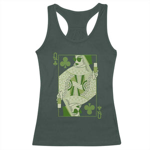 St. Patrick's Day Pub Racerback Tank Top Queen of Clubs Fun Green Pub TS10 Dark Forest Green Print Your Wear