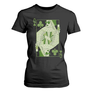 St. Patrick's Day Pub T Shirt For Women Queen of Clubs Fun Green Pub TS10 Black Print Your Wear