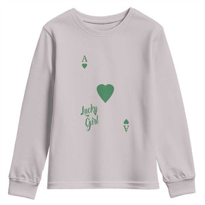 St Patricks Day Irish Lucky Girl Youth Sweatshirt TS10 Ice Gray Print Your Wear