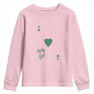 St Patricks Day Irish Lucky Girl Youth Sweatshirt TS10 Light Pink Print Your Wear