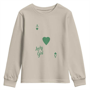 St Patricks Day Irish Lucky Girl Youth Sweatshirt TS10 Sand Print Your Wear