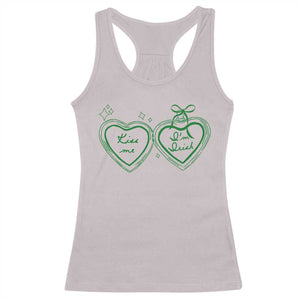 Kiss Me I'm Irish Racerback Tank Top Green Heart Locket St. Patrick's Day Pride TS10 Ice Gray Print Your Wear