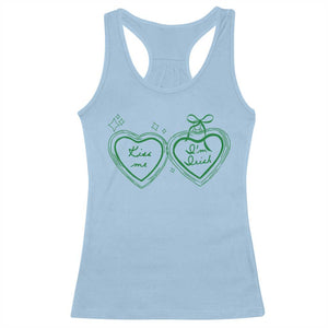 Kiss Me I'm Irish Racerback Tank Top Green Heart Locket St. Patrick's Day Pride TS10 Light Blue Print Your Wear