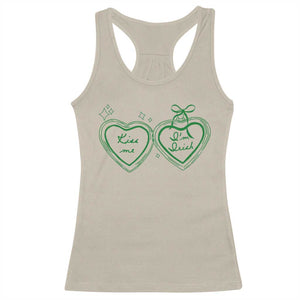 Kiss Me I'm Irish Racerback Tank Top Green Heart Locket St. Patrick's Day Pride TS10 Sand Print Your Wear