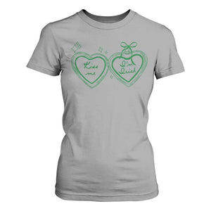 Kiss Me I'm Irish T Shirt For Women Green Heart Locket St. Patrick's Day Pride TS10 Sport Gray Print Your Wear