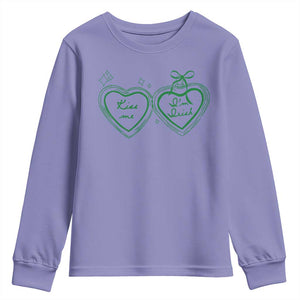 Kiss Me I'm Irish Youth Sweatshirt Green Heart Locket St. Patrick's Day Pride TS10 Violet Print Your Wear