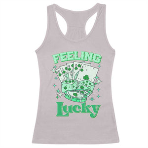 St. Patrick's Day Casino Feeling Lucky Racerback Tank Top Las Vegas Girls Trip TS10 Ice Gray Print Your Wear