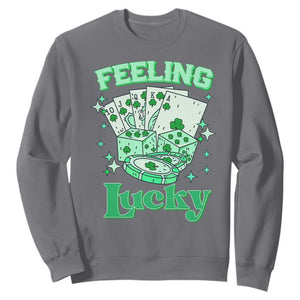 St. Patrick's Day Casino Feeling Lucky Sweatshirt Las Vegas Girls Trip TS10 Charcoal Print Your Wear
