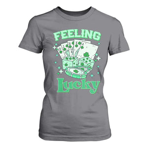 St. Patrick's Day Casino Feeling Lucky T Shirt For Women Las Vegas Girls Trip TS10 Charcoal Print Your Wear