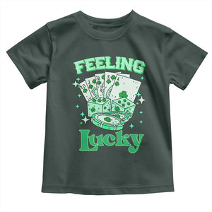 St. Patrick's Day Casino Feeling Lucky Toddler T Shirt Las Vegas Girls Trip TS10 Dark Forest Green Print Your Wear