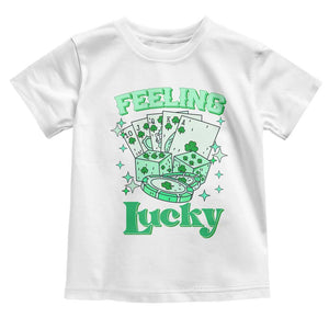 St. Patrick's Day Casino Feeling Lucky Toddler T Shirt Las Vegas Girls Trip TS10 White Print Your Wear