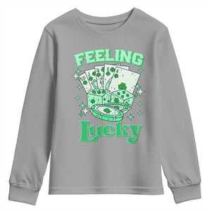 St. Patrick's Day Casino Feeling Lucky Youth Sweatshirt Las Vegas Girls Trip TS10 Sport Gray Print Your Wear