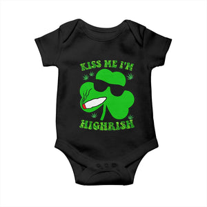 Funny St. Patrick's Day Marijuana Baby Onesie Kiss Me I'm Highrish 420 High Irish Weed TS10 Black Print Your Wear
