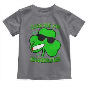 Funny St. Patrick's Day Marijuana Toddler T Shirt Kiss Me I'm Highrish 420 High Irish Weed TS10 Charcoal Print Your Wear