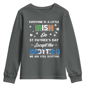 Everyone is Irish Except Scottish on St. Patrick's Day Youth Sweatshirt TS10 Dark Heather Print Your Wear