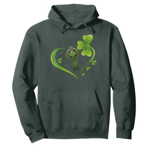 St Patricks Day Hoodie Lucky Clover Irish Shamrock Celtic Cross TS10 Dark Forest Green Print Your Wear